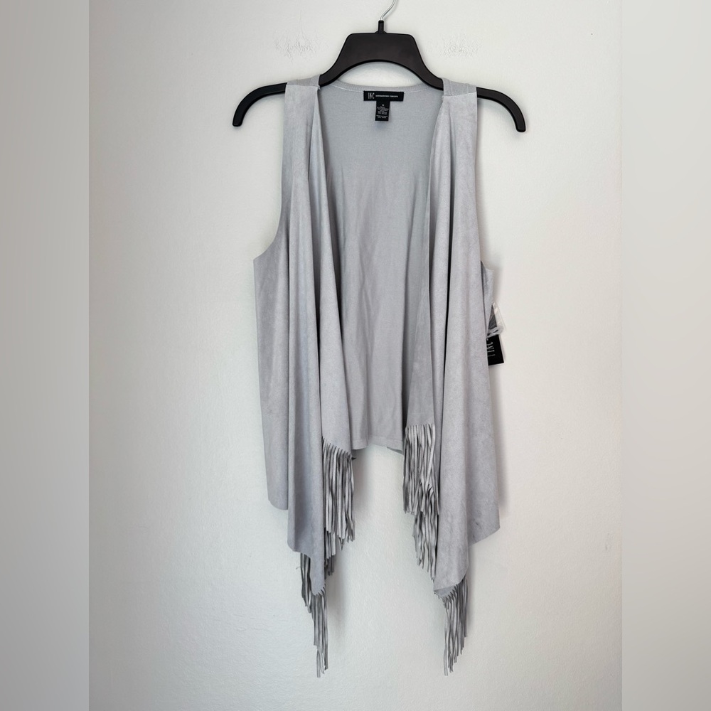 INC International Concepts Gray Fringe Vest